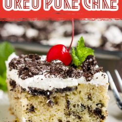 Oreo Poke Cake with Sweetened Condensed Milk, aka Cookies and Cream Cake, is an easy and quick dessert that is luxuriously moist and decadent.