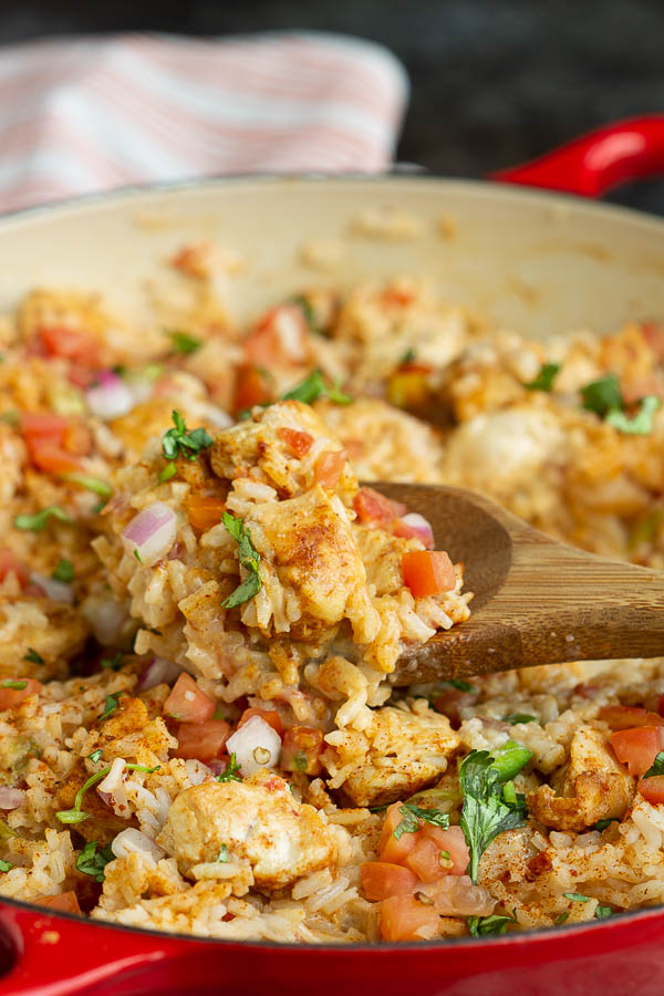 Tex Mex poultry tomatoes cheese Queso Chicken and Rice Casserole