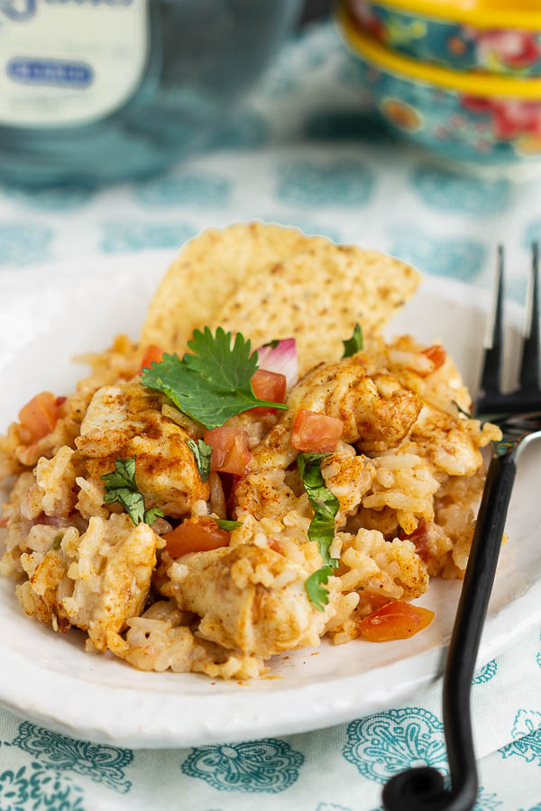 Queso Chicken and Rice Casserole 