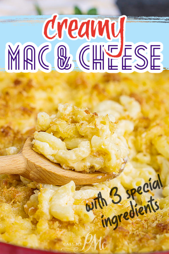 Secret Ingredient Creamy Mac and Cheese recipe is the ultimate, cheesy pasta dinner. This comfort food recipe is perfect for a family meal, cozy date night, or special occasion.