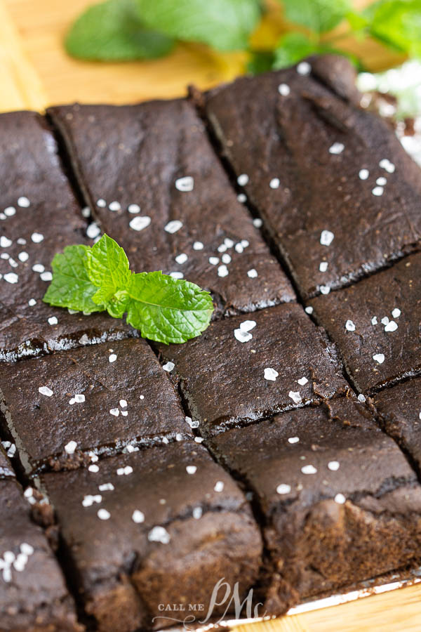 Batch of brownies cut into squares.