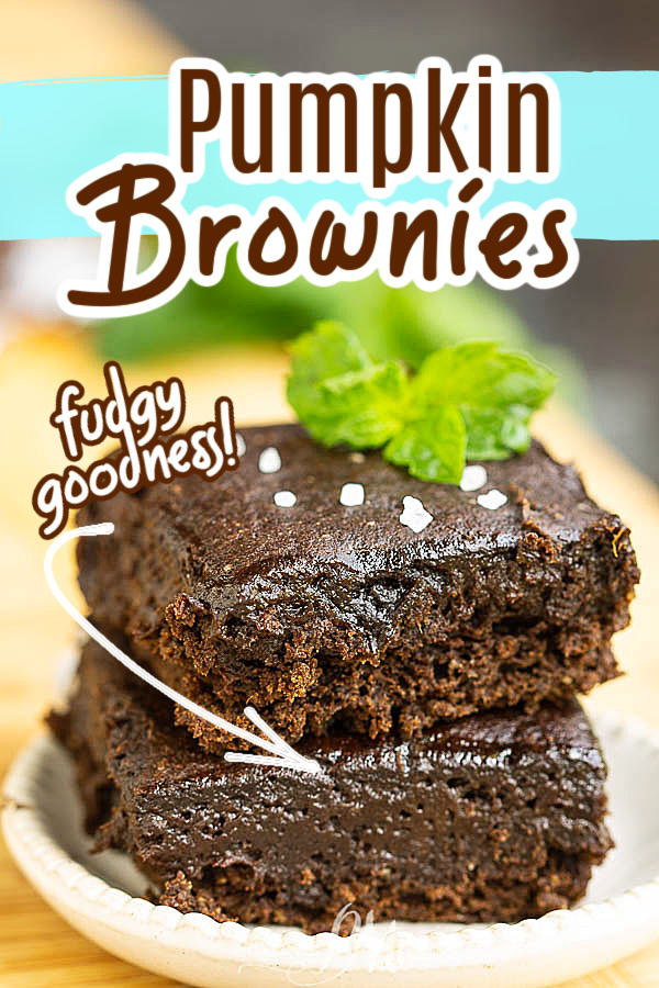 stack of brownies 2 Ingredient Pumpkin Brownies