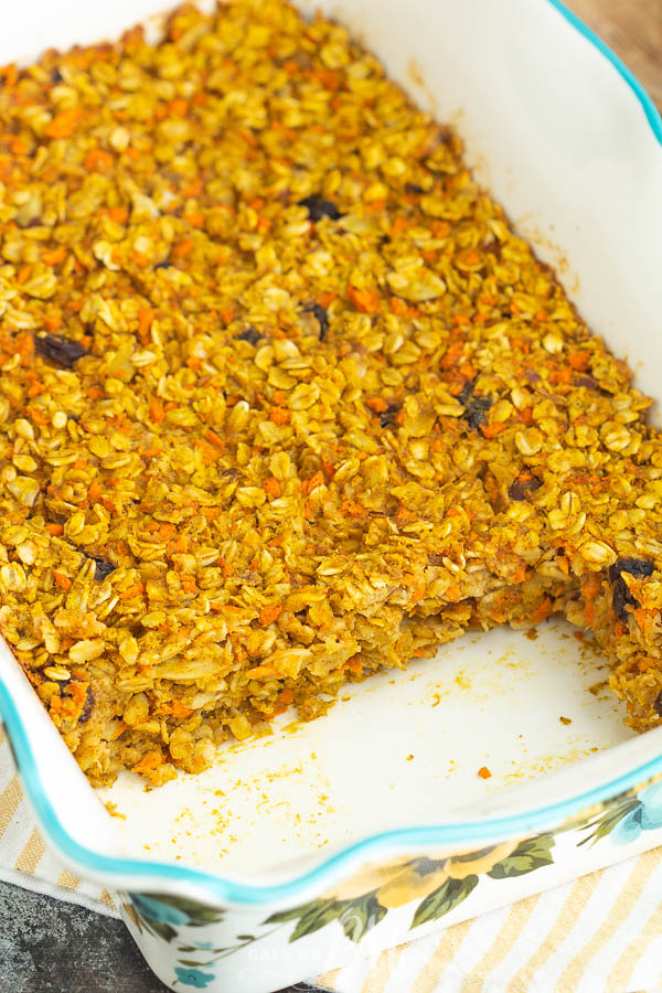 pan of oats Pumpkin Morning Glory Baked Oats