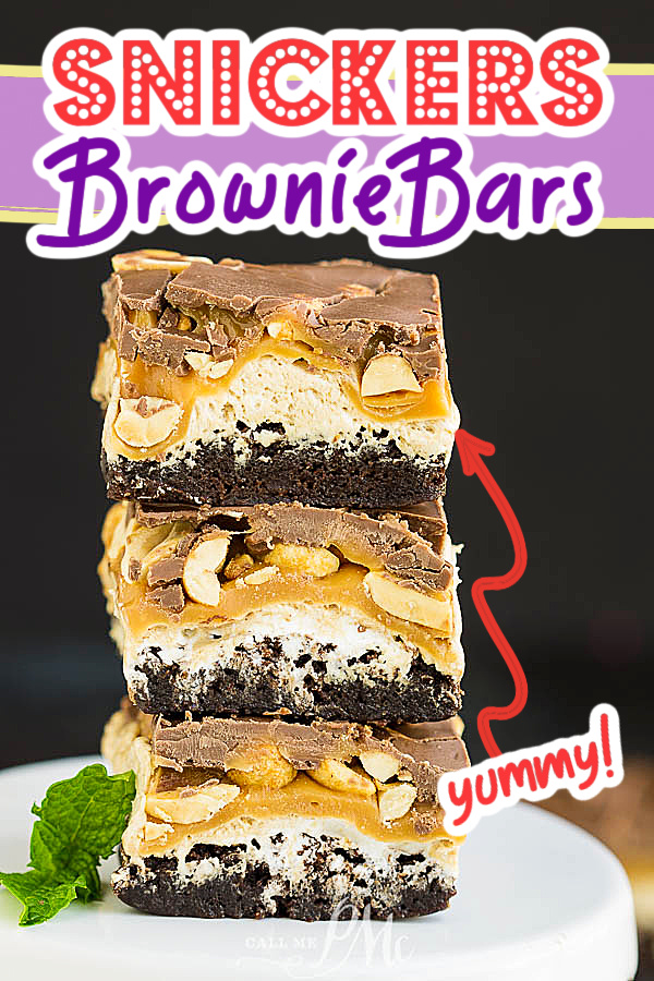 stack of dessert bars Snickers Brownie Bars