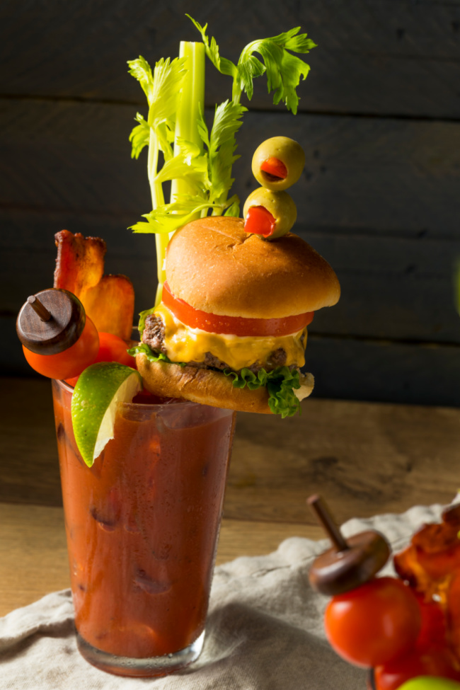 5 STAR BLOODY MARY RECIPE starts with low-sodium tomato juice followed by a flavor-packed blend of spices. This recipe is all about big, bold flavors and as many toppings as you can balance on top!