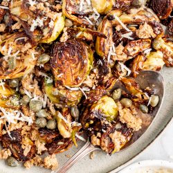 Caesar Roasted Brussels Sprouts Recipe, a new twist on an old favorite, tastes simply amazing! This side dish is simple, light, and spectacularly delicious.