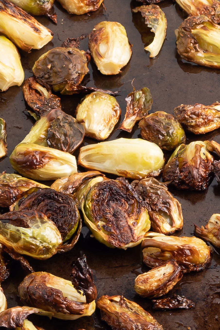 cooked Brussels on sheet pan