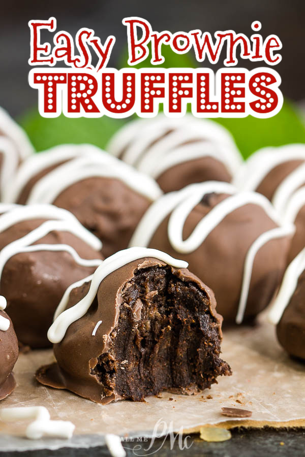 cake balls with bite out EASY BROWNIE TRUFFLES with cream cheese