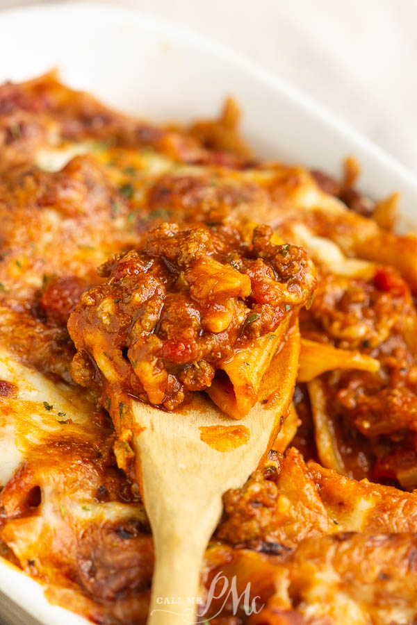 Classic Italian comfort food, Million Dollar Baked Ziti, is reminiscent of lasagna but effortless to throw together. This is a great family weeknight dinner and doubles easily for a crowd.