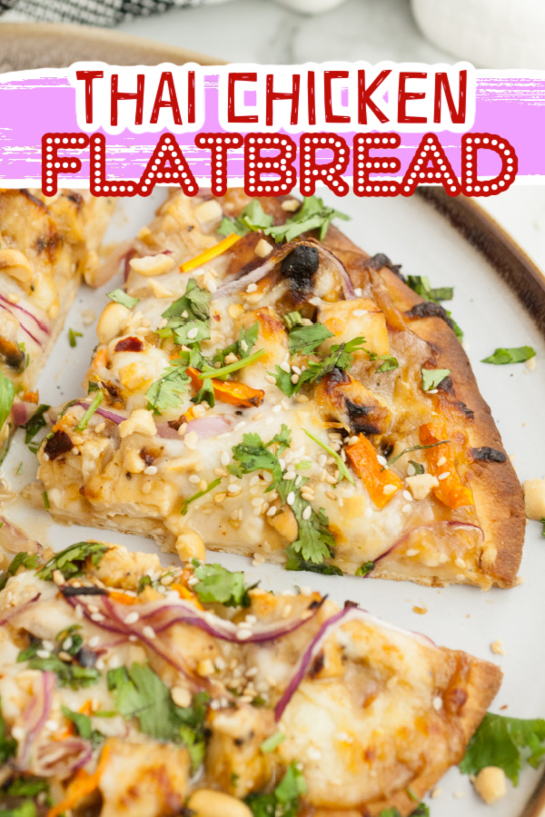 flatbread pizza with peanut sauce and chicken