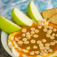 Easy Caramel Cheesecake Dip is a no-bake dip recipe that's the perfect fall appetizer or dessert. It's a favorite with kids and adults.