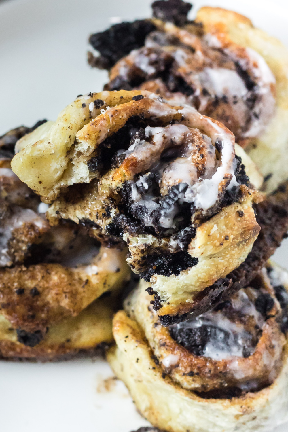pizza dough filled with cinnamon sugar and Oreos