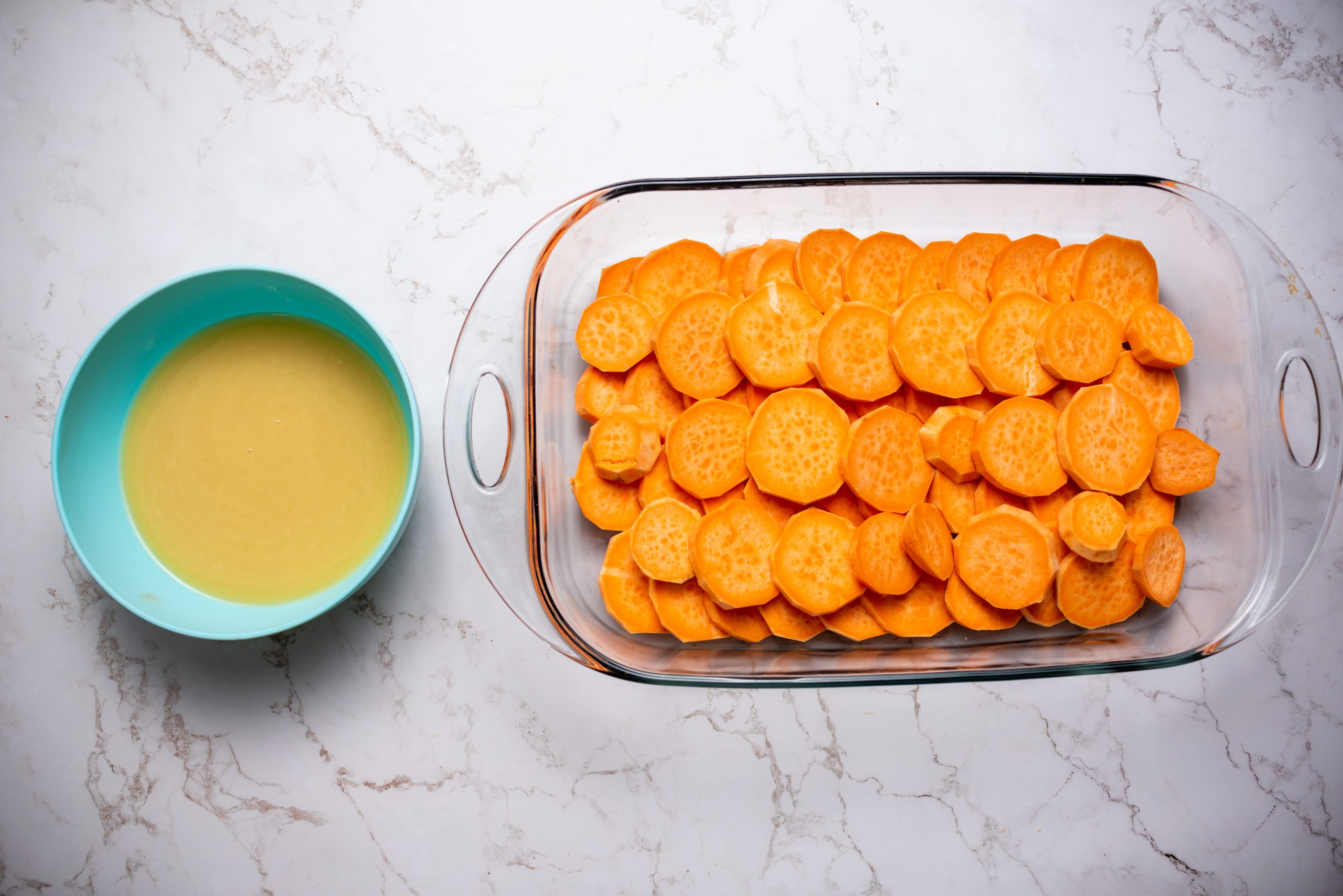 butter mixture and sweet potatoes