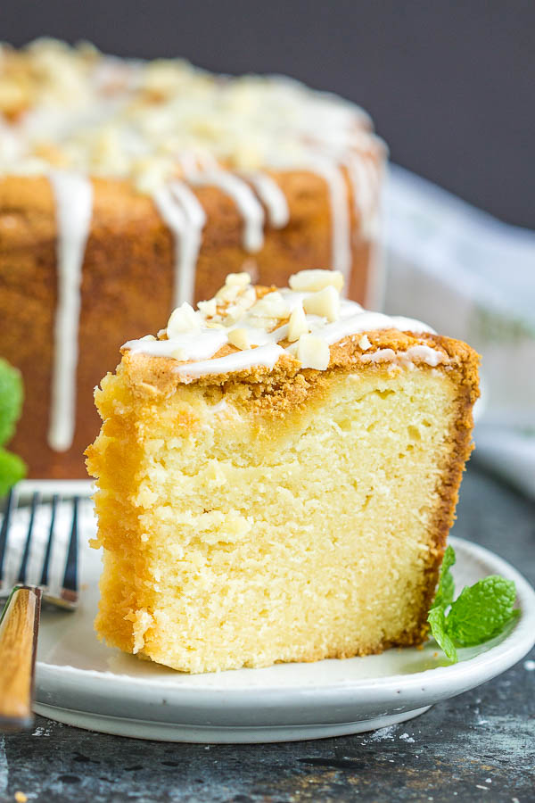 tube cake slice with glaze