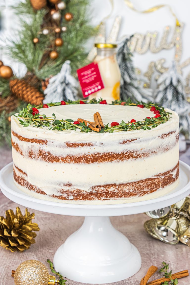 EGGNOG CAKE WITH EGGNOG CREAM CHEESE ICING