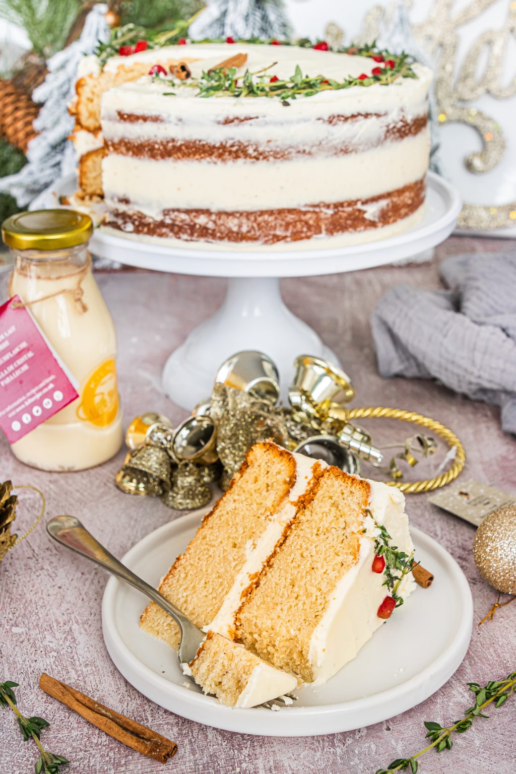 EGGNOG CAKE WITH EGGNOG CREAM CHEESE ICING