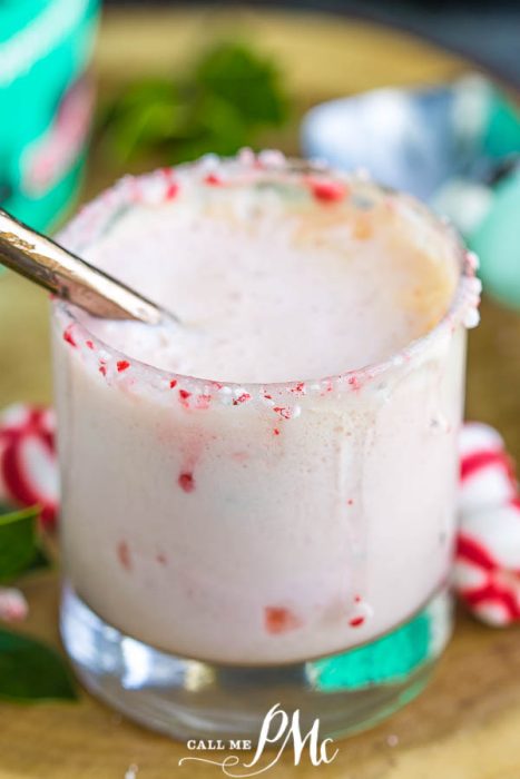 Peppermint champagne cocktail.