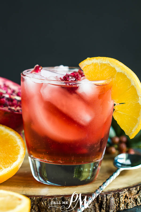 Bourbon old fashioned with pomegranate juice