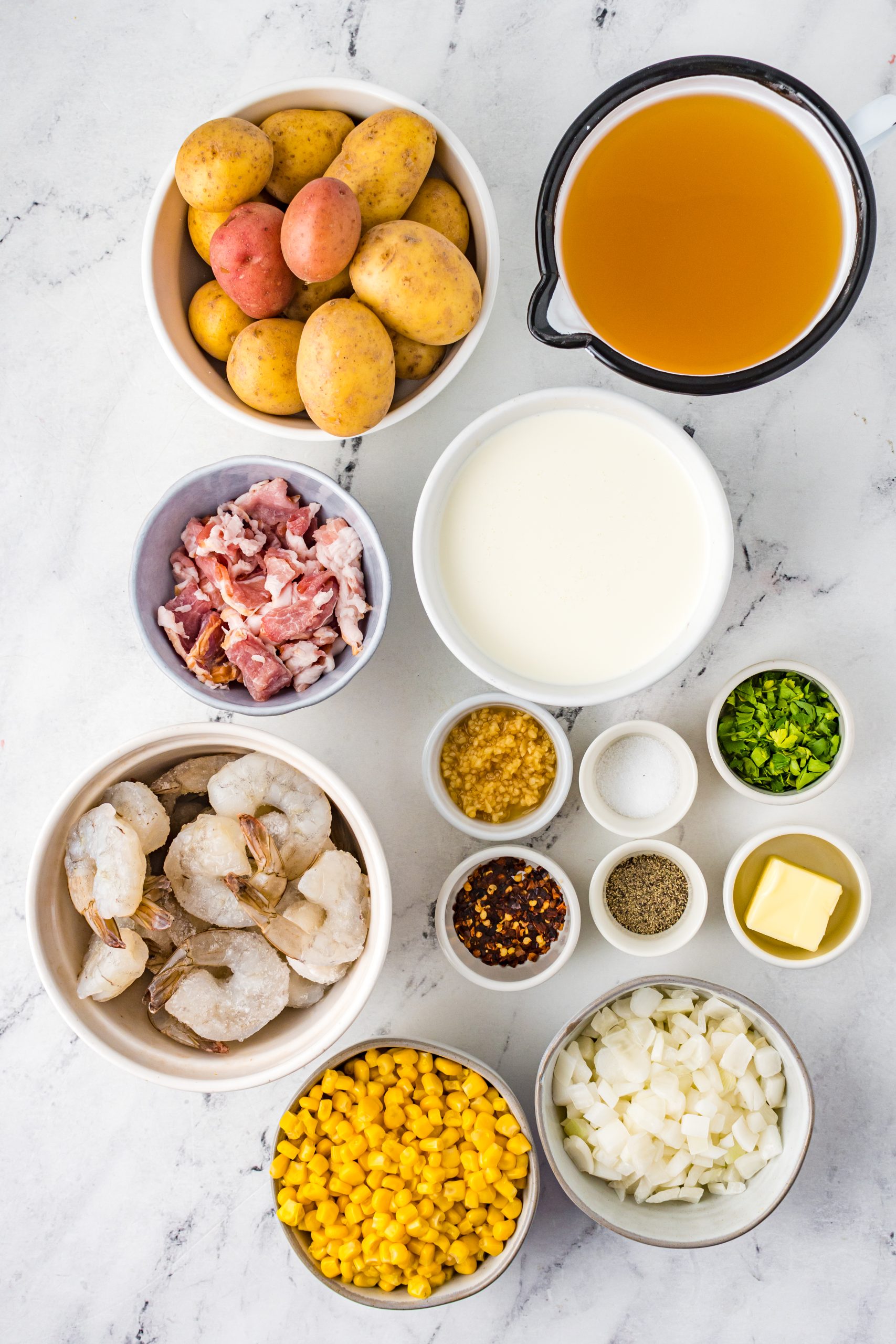 Shrimp and Potato Chowder ingredients Shrimp Bacon Potato Chowder ingredients
