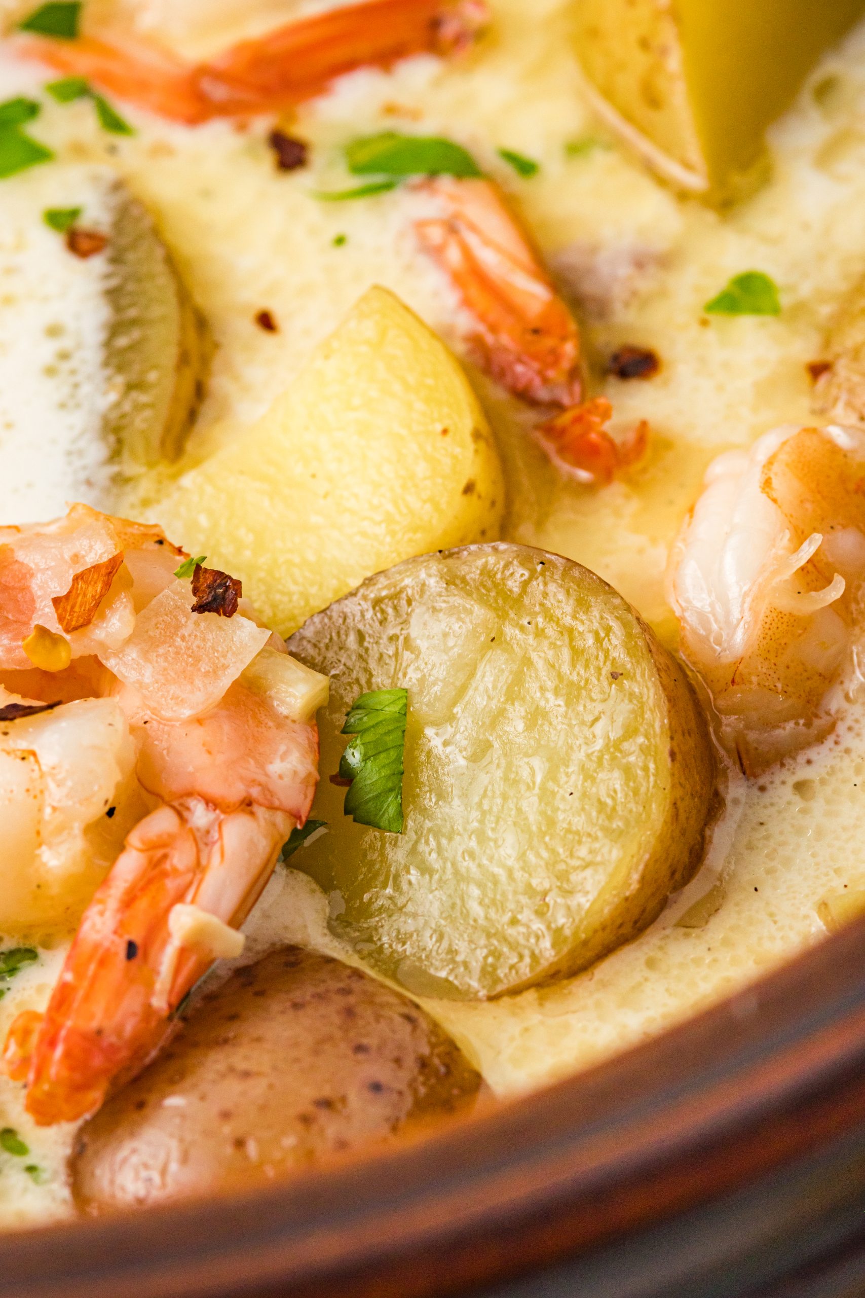 potato shrimp in bowl