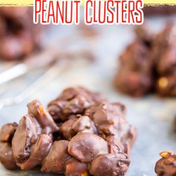 Create delicious clusters of cranberry and peanut by combining them on a baking sheet.