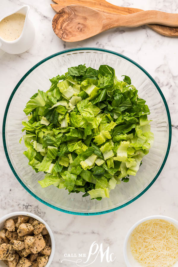 lettuce in bowl 10 Minute Chicken Caesar