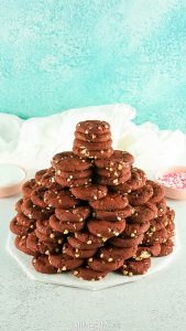 Red velvet cookie tower.