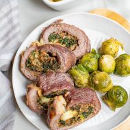 Asian Stuffed Pork Tenderloin recipe is filled with spinach, mushrooms, & breadcrumbs then cooked in the oven until tender & juicy.