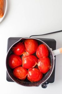 tomatoes in pan