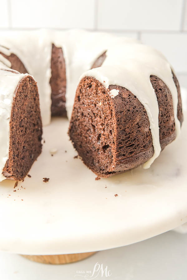 slice out of a bundt cake slice out of a chocolate cake