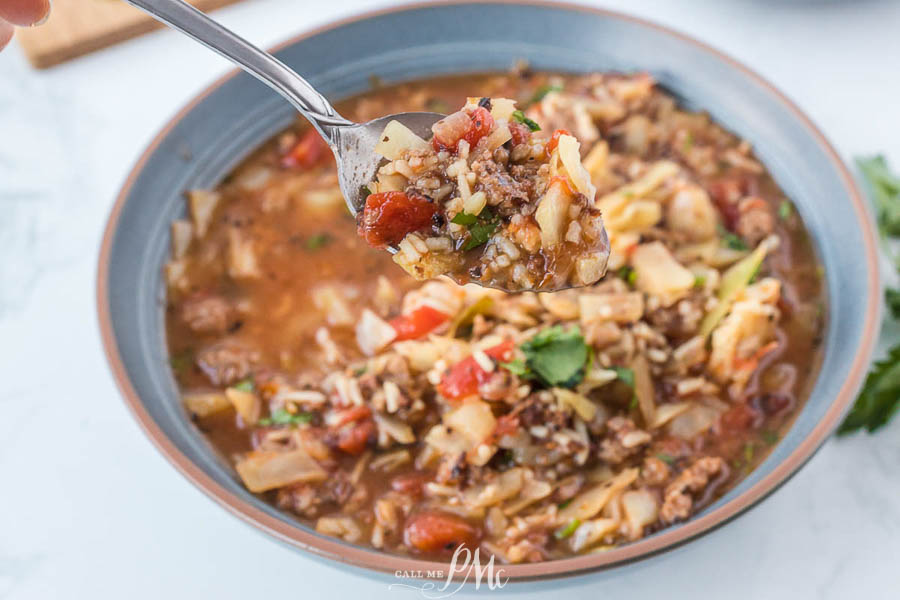 soup in a bowl Stovetop Cabbage Roll Soup