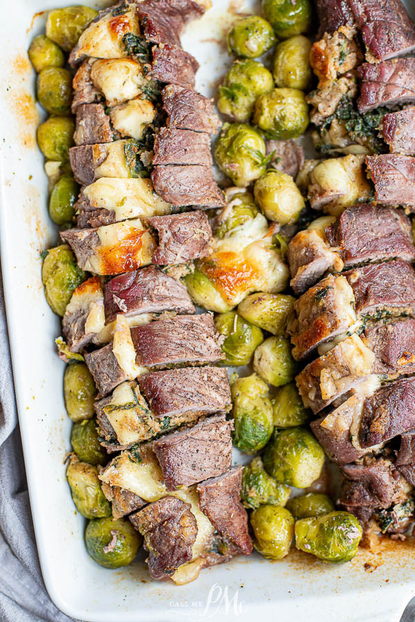 stuffed steak with Brussels