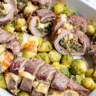 Oven Baked Stuffed Flank Steak looks fancy & makes an elegant presentation. Low-carb dinner recipe is quick, easy, & versatile! 