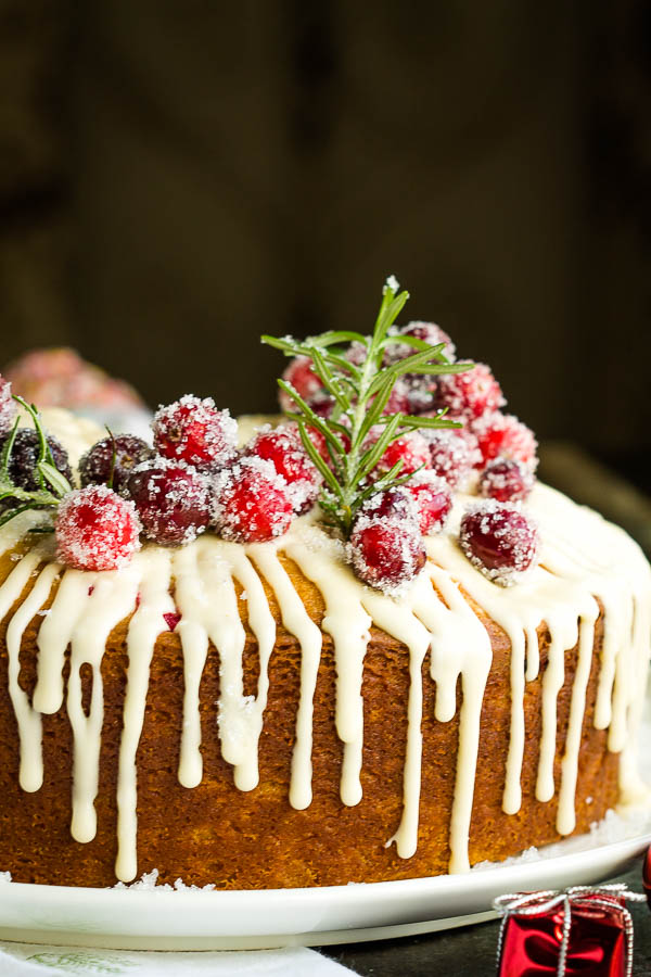 whole pound cake with icing drizzle 