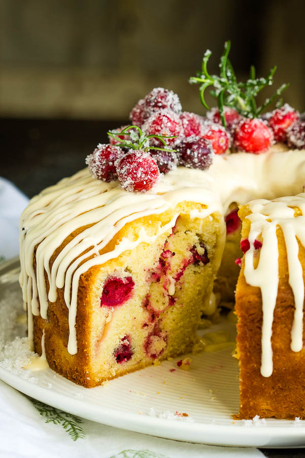 WHITE CHOCOLATE CRANBERRY BUNDT CAKE {POUND CAKE}