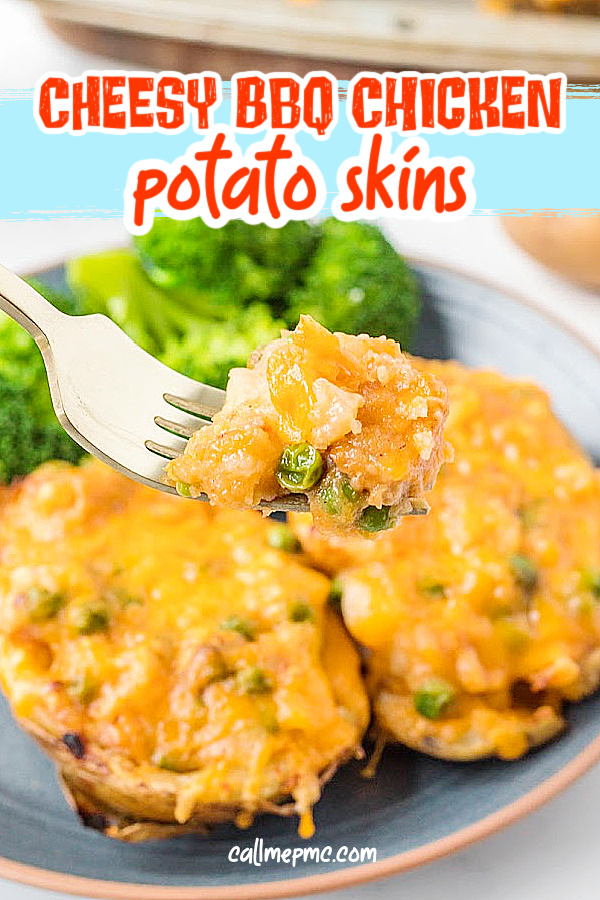 Cheesy BBQ Chicken Potato Skins. Piping hot baked potatoes are topped with sweet and tangy bbq sauce, chicken, and cheese. It makes a cozy, comfort meal or hearty appetizer while being simple to make.