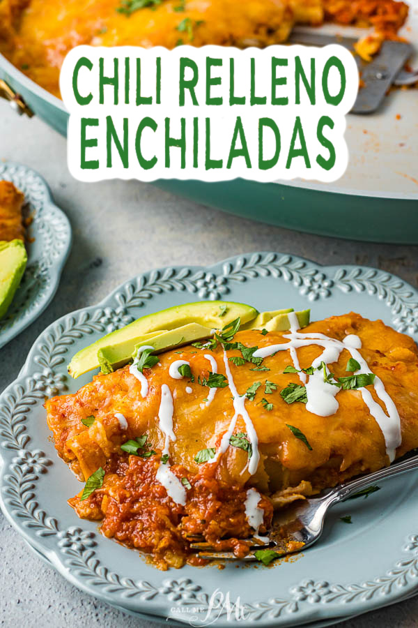 Enchiladas on plate with avocado