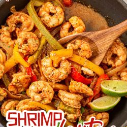 Quick Skillet Shrimp Fajitas are a quick, healthy, delicious one-pot meal that the whole family loves. Shrimp bell peppers, onion, fajita seasoning, and zesty lime juice can be enjoyed traditionally with tortillas or served over rice or salad greens.