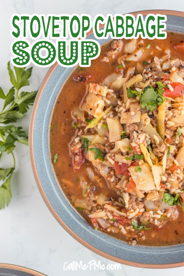 Stovetop Cabbage Roll Soup by callmepmc.com is comforting, cozy, and packed with wholesome ingredients (that'll fill you up but not out😉). It's hearty yet healthy and is absolutely irresistible on a chilly day!