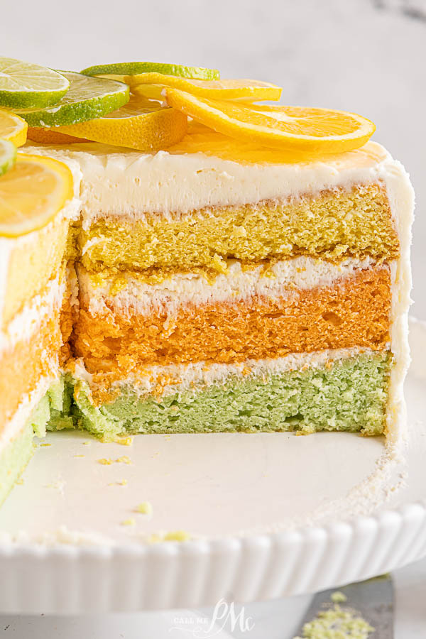 yellow orange green cake layers