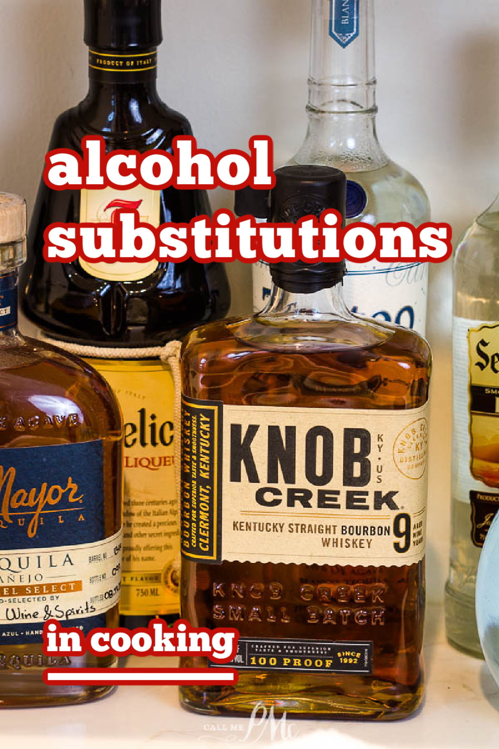 bottles of bourbon alcohol substitutions in cooking