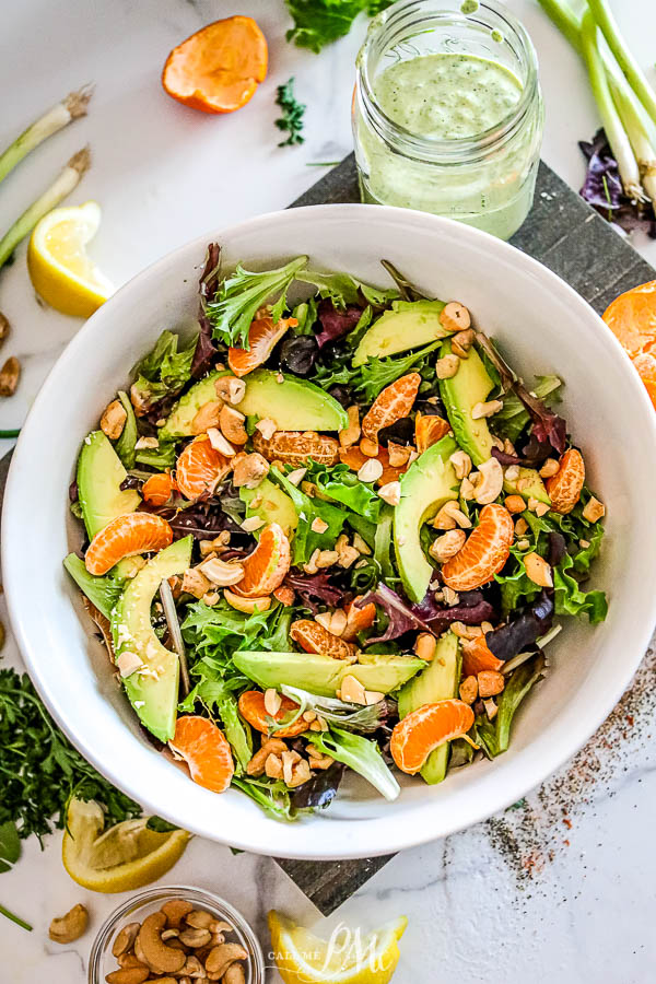 Green Goddess Avocado Orange and Cashew Salad