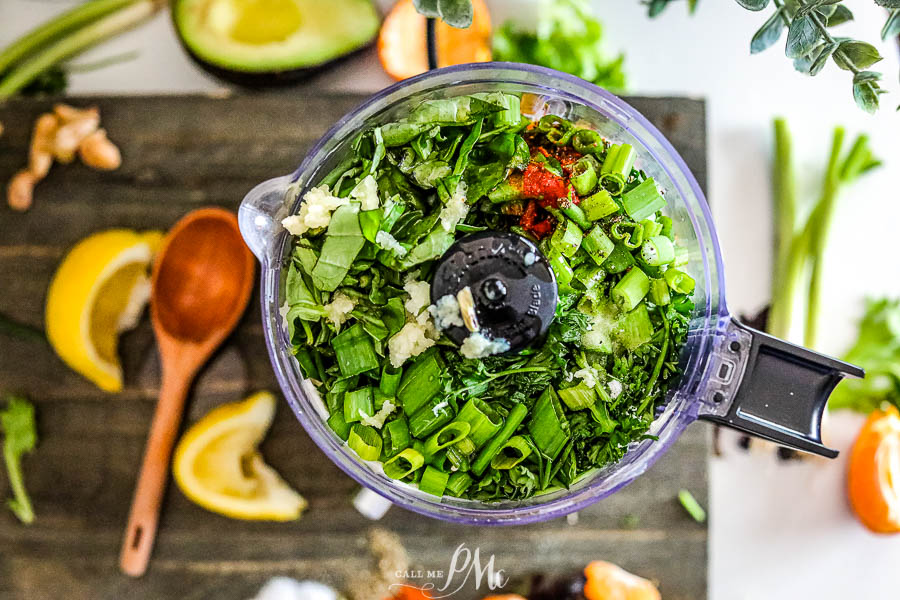 herbs in food processor