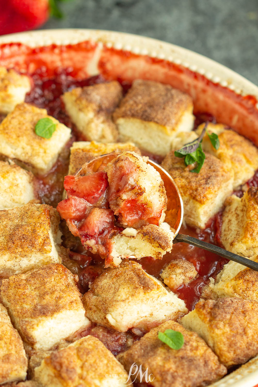 Strawberry dessert in pan