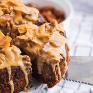 DARK CHOCOLATE BOURBON PECAN PIE CHEESECAKE