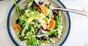 GREEN GODDESS AVOCADO ORANGE AND CASHEW SALAD