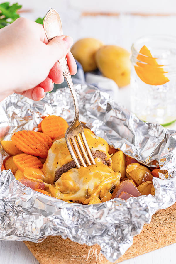 Hamburger Hobo Dinner Foil Pack 