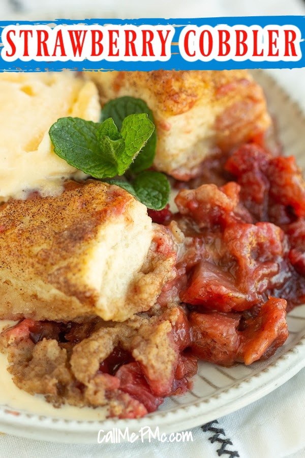 Strawberry Cobbler with ice cream