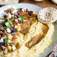 PICKLED VEGGIE AND TOMATO PESTO LOADED HUMMUS