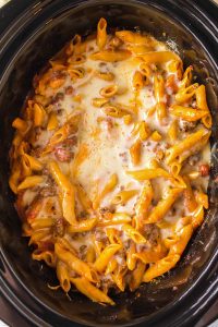 Slow Cooker Cheesy Penne with Meat